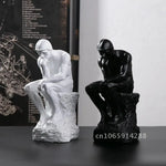 statue penseur rodin résine blanc noir classique art antique décoration intérieure salon