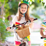 panier vélo enfant tressé wicker doublure marron sangles réglables vintage rustique