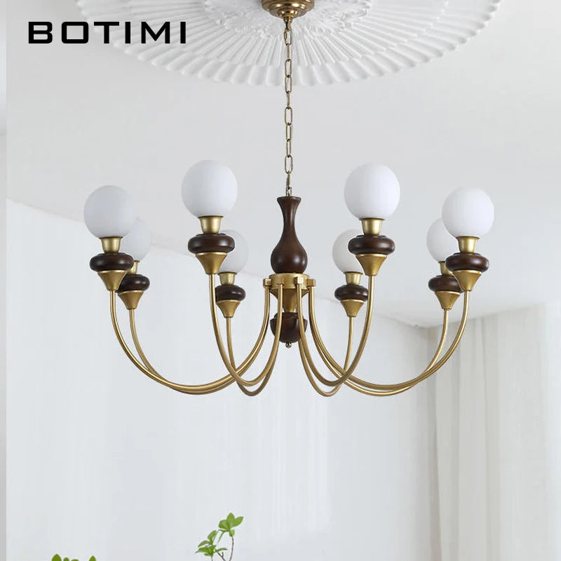 lustres modernes chandelier or marron foncé ampoules led globes opaques éléments décoratifs