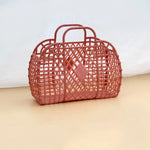 panier maille moderne noir rose clair bébé rangement réutilisable respectueux environnement minimaliste poignéescrição basée
