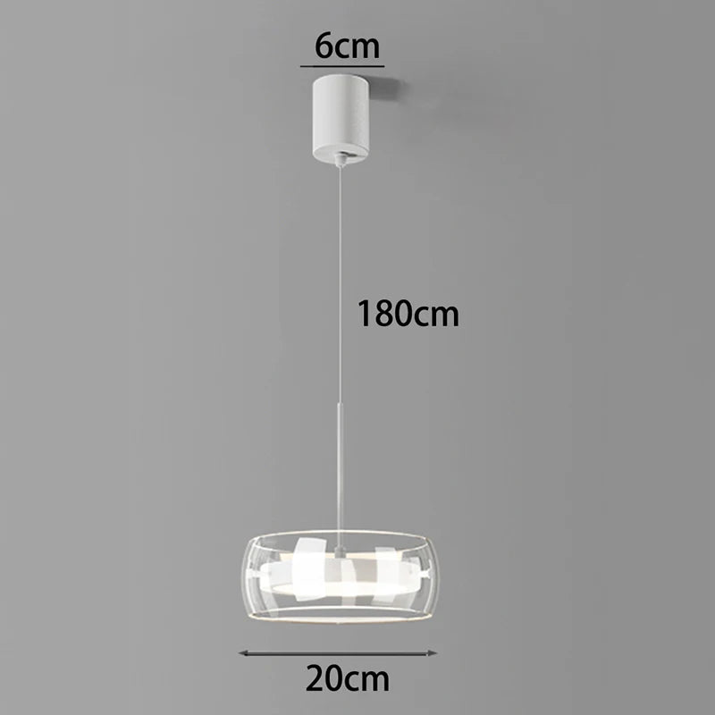 suspension lumineuse moderne transparente argentée lisse minimaliste pendentif chaîne métallique led dimmable