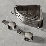 étagère salle bain ventouse métal gris moderne crochets ventouses minimaliste rangement douche