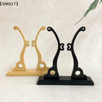 présentation éventail pliant traditionnel rouge rose jaune noir motifs floraux géométriques support bois sculpté
