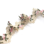 ruban dentelle fleurs brodées beige rose clair opacité traditionnel coton polyester