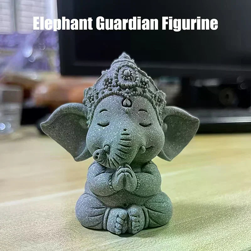 figurine éléphant gris artisanal mains jointes texture granulée décoration maison grande taille petite taille