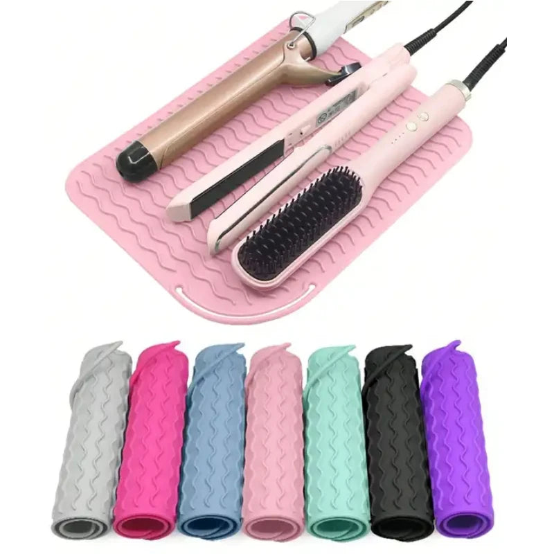 tapis protection coiffure rose gris noir bleu clair moderne rayures ondulées clips