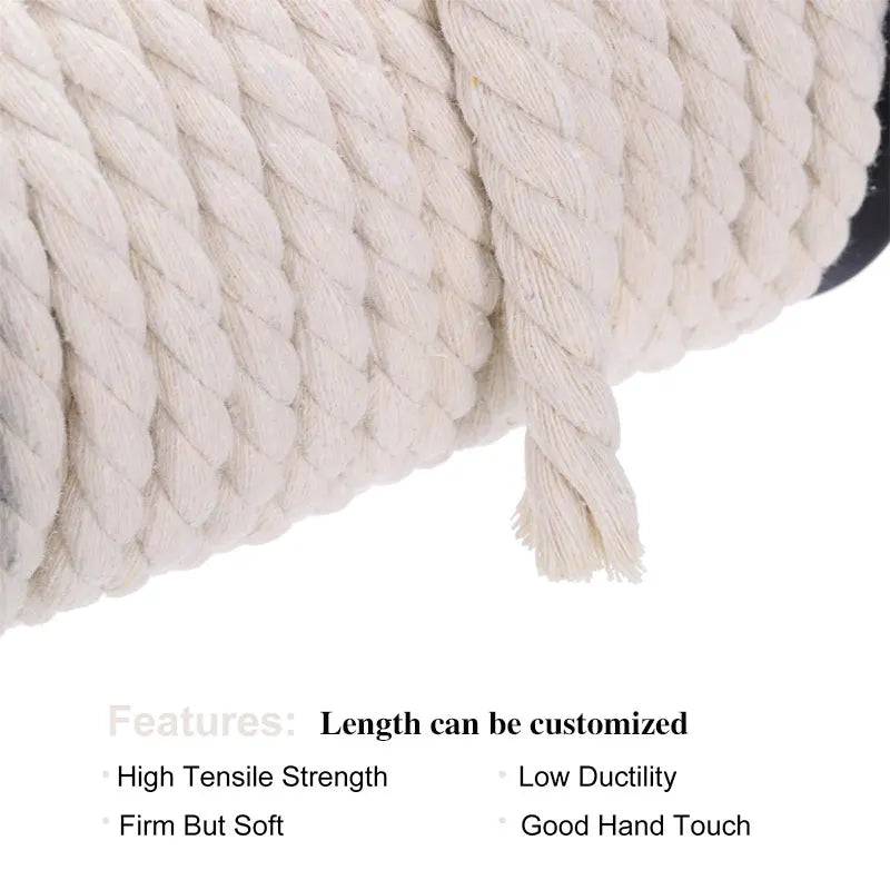 corde coton tissée rustique 10 12 15 20mm beige clair haute ténacité artisanat bricolage