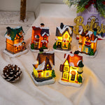 décorations noël maisons lumineuses multicolores motifs traditionnels résine vintage guirlandes lumineuses toits chaume fenêtres