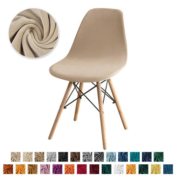Chaise couvre velours étirable moderne fixée couleur vert foncé beigeclair