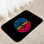 tapis moderne graphique logo mr zogs sex wax noir orange bleu rose vert