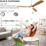 ventilateur bois blanc moderne led télécommande 60 pouces chambre salon lumière minimaliste