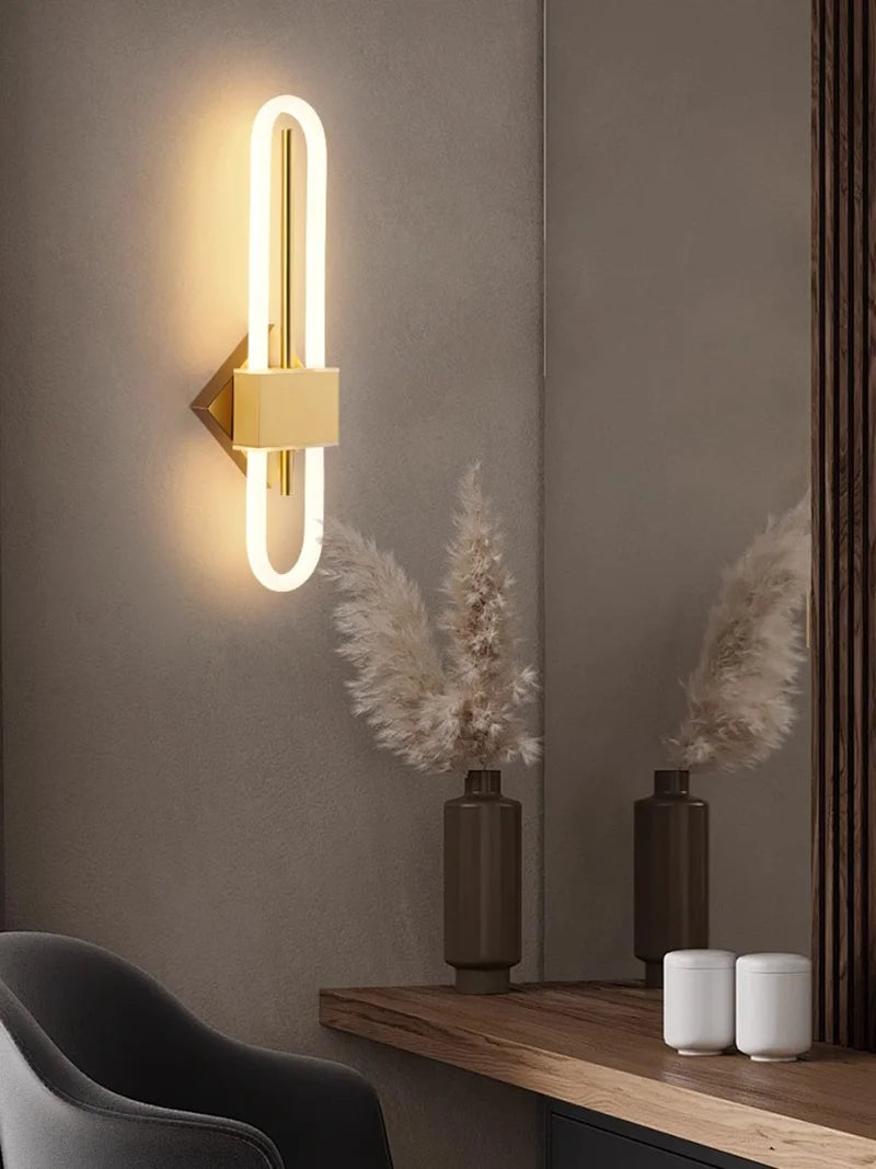lampe murale moderne blanc or electroplating texture base carrée contemporaine deux sources led 2.5g