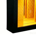 lampe table moderne noir jaune doré motif géométrique décoration intérieure chambre contemporain