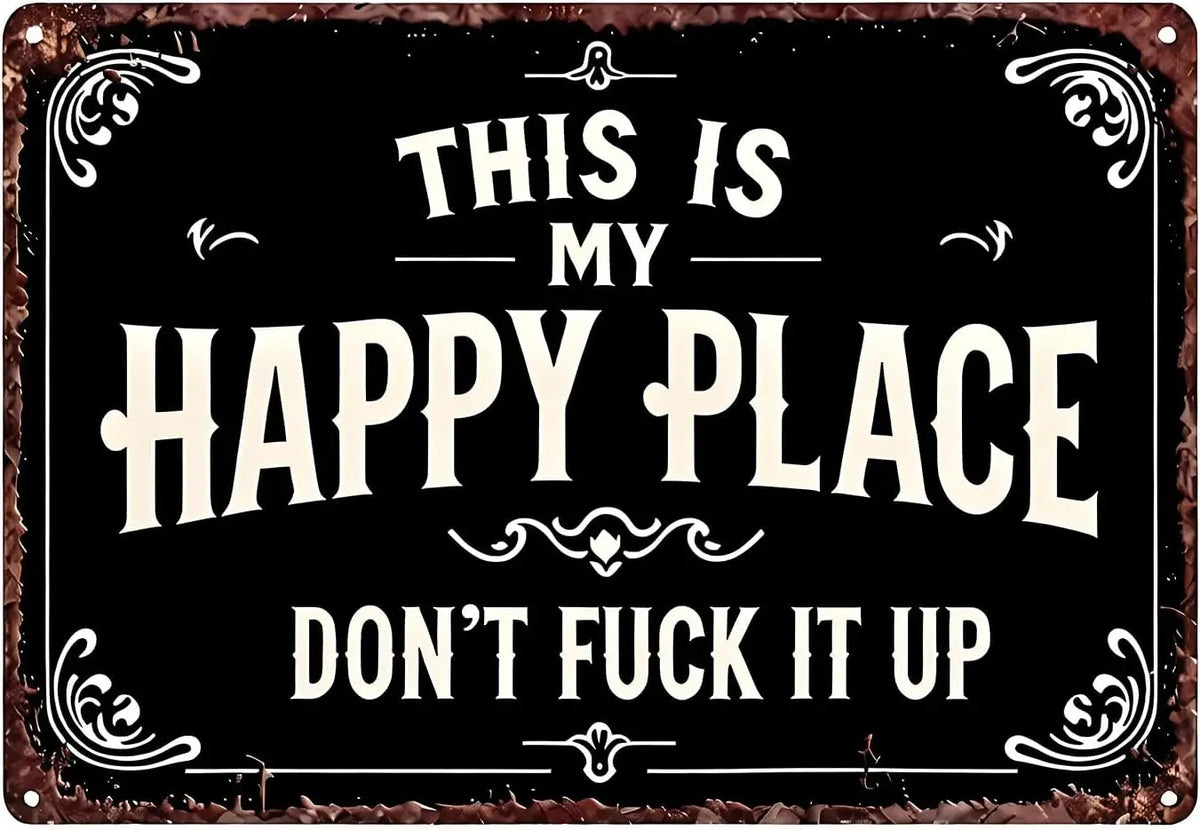 plaque décorative vintage humour lettrage stylisé noir blanche suspension aluminium 15x20cm 20x30cm 30x40cm
