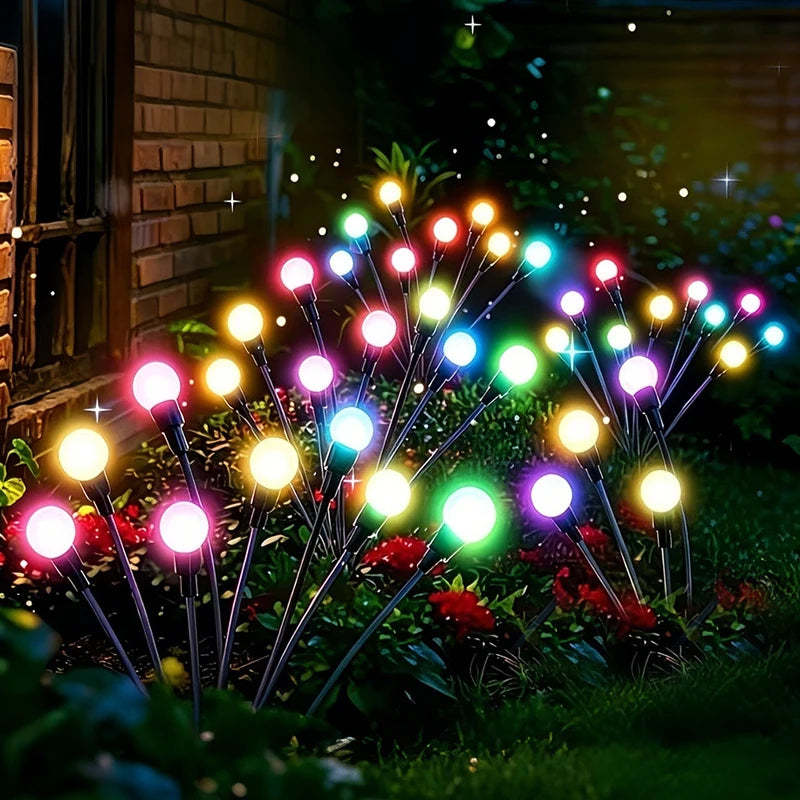 guirlande lumineuse solaire multicolore moderne effet luciole acier inoxydable extérieur led rondes sphériques