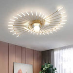luminaire moderne or noir branches rayonnantes abatjour opaques décoration contemporaine chambre salon
