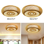 lampe tissage rotin moderne rustique bois naturel diamètre 40cm 50cm 60cm 80cm downlight
