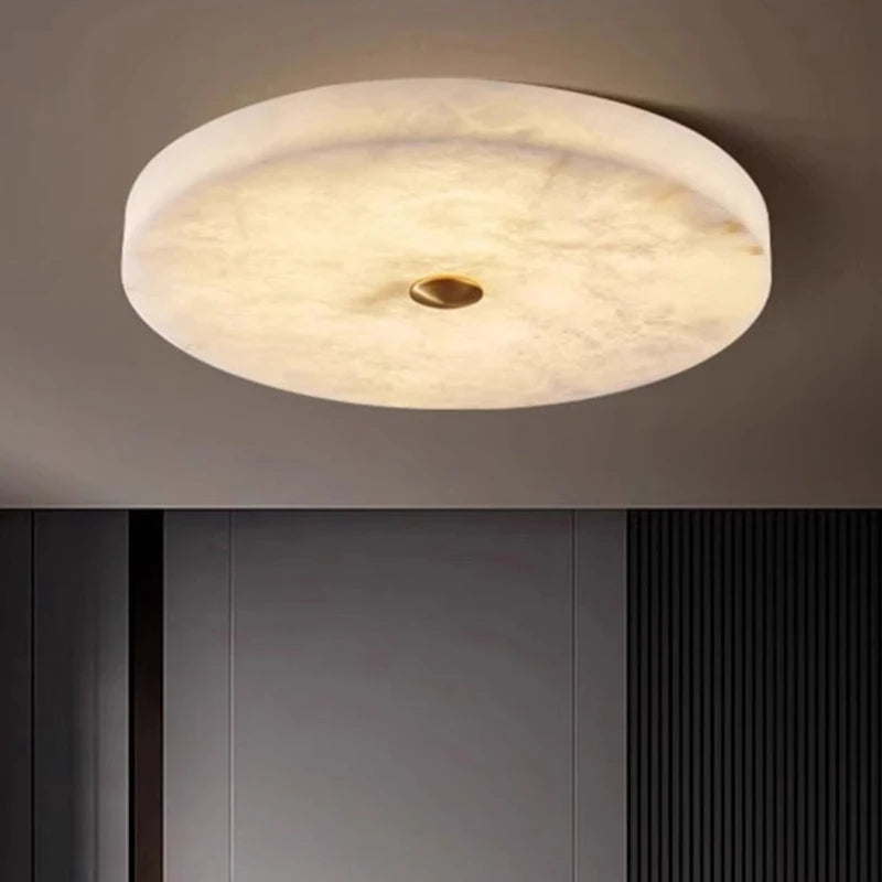 lampe moderne marbre naturel blanc beige brun doré cuivre led cuisine chambre salle manger