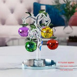 décoration arbre fruits pommes raisins feuilles verre transparent base métal argente