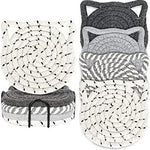 serviettes table boho tissu tressé motif spirale beige blanc absorbantes sans support