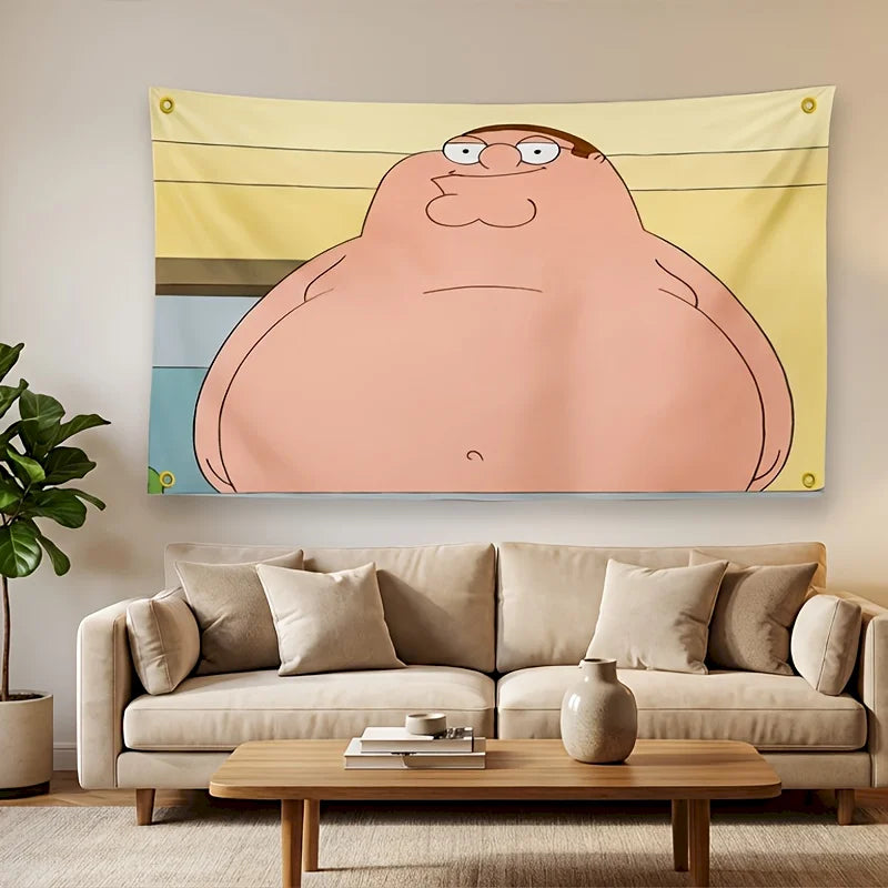 tapisserie murale moderne rose clair dessin animé peter griffin dorés polyester lavable machine rectangle