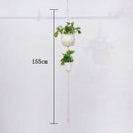 support plante suspendue macramé boho rotin blanc sculpté main decoration maison balcon jardin anneau