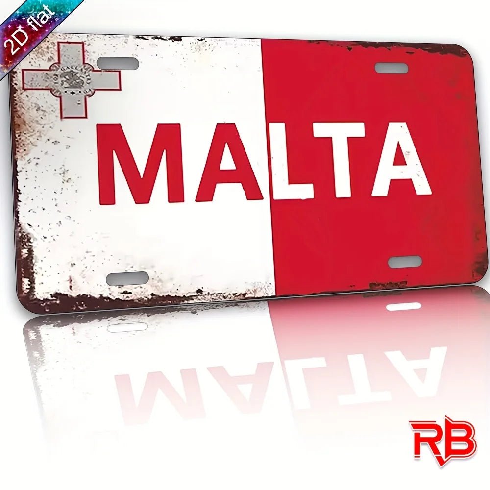 décoration murale plaque immatriculation malta croix rouge vintageintérieur 15x30cm