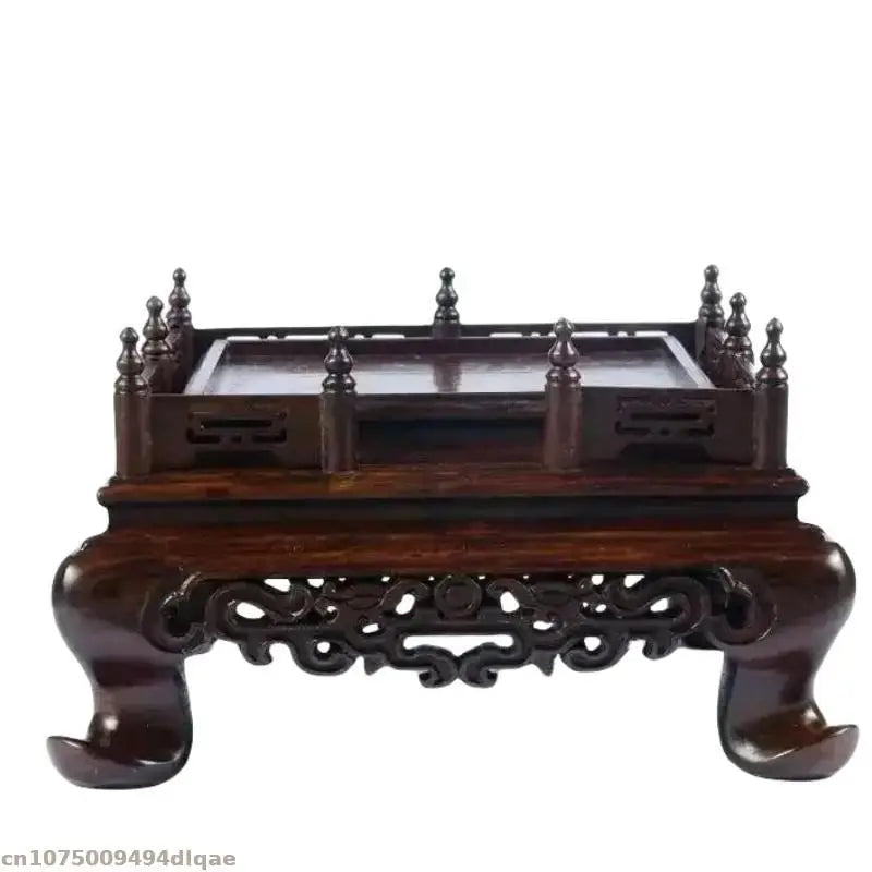 présentoir bois sculpté support décoration classique meuble ancien plateau carré pot fleur thé trépied