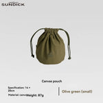 sac cordons vert olive toile épaisse texture naturelle pratique outdoor camping rangement serviettes ustensiles