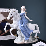 figurines decoratives ceramic bleu clair blanc rose fleurs sculptees classique rococó baroque chambre salon