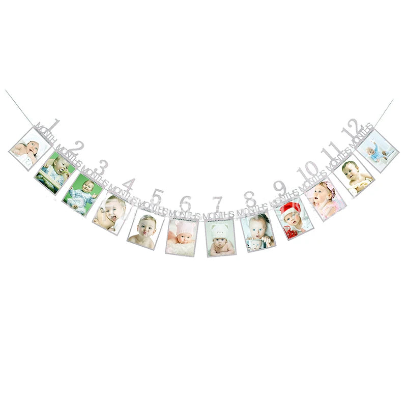cadre photo mural moderne numéros mois bébé photos minimaliste rose doré bleu marron clair