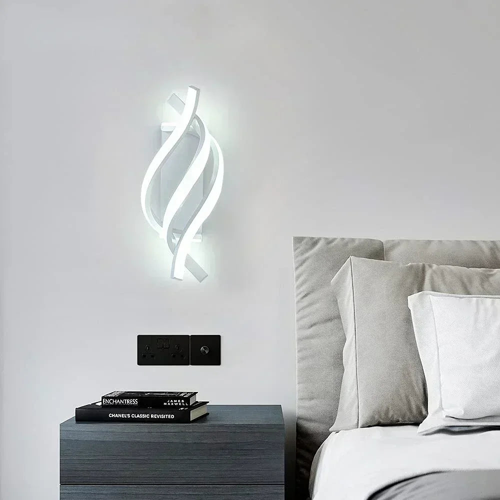 applique murale led blanc ondulé contemporain éclairage intérieur salon chambre coucher