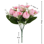 décoration intérieure bouquet fleurs artificielles roses blanches feuilles vertes modernes 29cm 3pcs