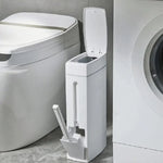 poubelle salle bain brosse wc intégrée moderne blanc plastique gain place