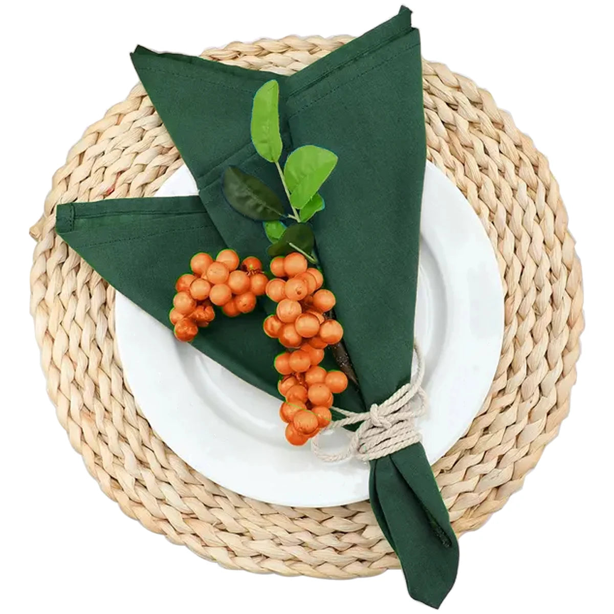 serviettes polyestères classiques uni vert olive marron violet bleu marine 40x40cm réutilisables maison restaurant