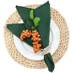 serviettes polyestères classiques uni vert olive marron violet bleu marine 40x40cm réutilisables maison restaurant