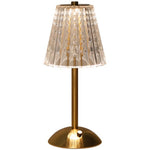 lampe table moderne or transparent abat jour rayures cristal recharge tactile chambre coucher led