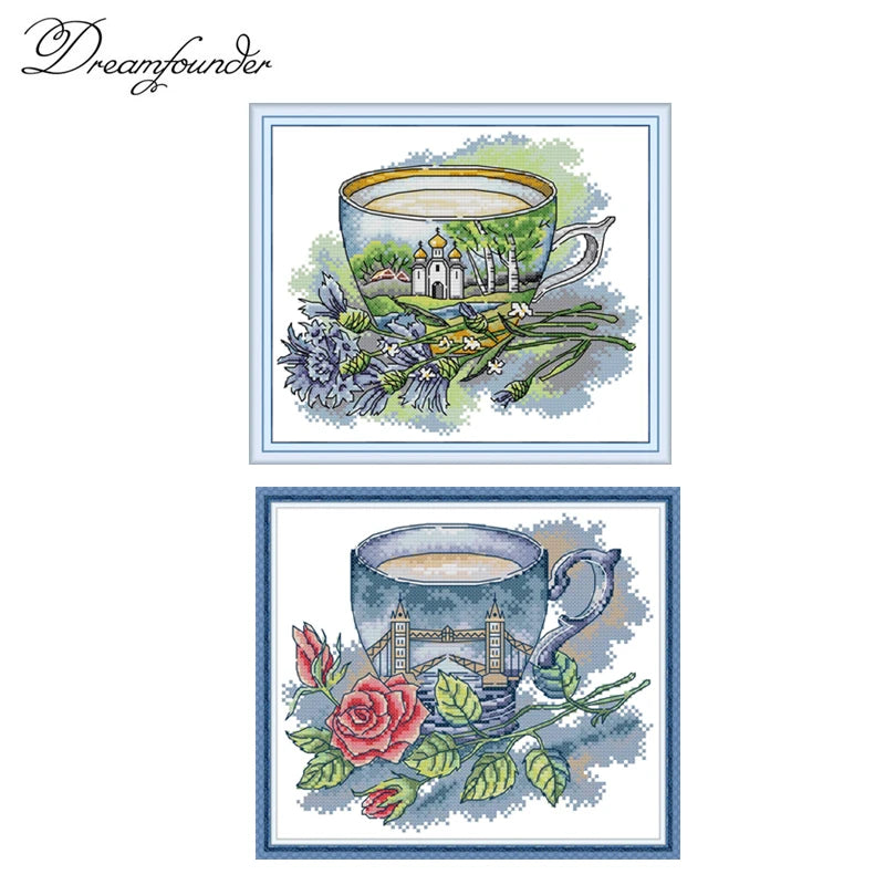 broderie kit point croix peinture coton fleurs motifs artisanaux instructions