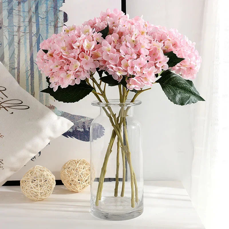 bouquet hydrangeas artificiels soie rose jaune gris bleu violet blanc moderne decoration mariage