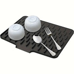 tapis séchage vaisselle silicone noir rayures diagonales moderne assainissement facile comptoir évier refroidisseur
