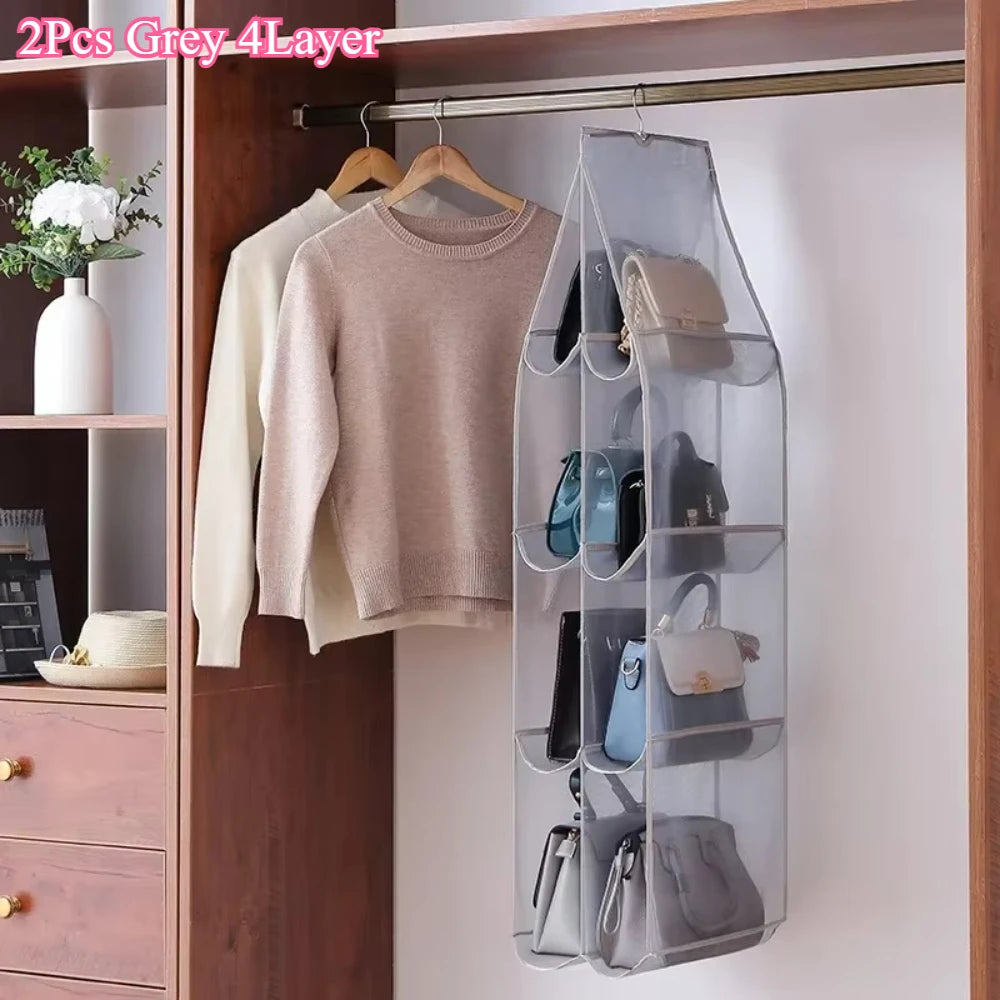 sacs rangement suspendus transparents blancs plaid marron beige anti poussière réutilisables moderne crochets
