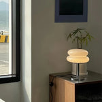 lampe table led deux globes superposés base chromée rétro couleur orange rose jaune