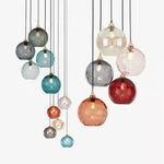 Suspension lumineuse moderne rose gris bleu ampoules intégrées texture granulée chambre salon