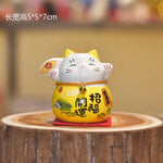 chat souriant tirelire céramique japonaise motifs floraux couleur rouge vert rose bleu jaune