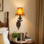 lampe murale classique fer forgé tissu rouge vert bleu marron