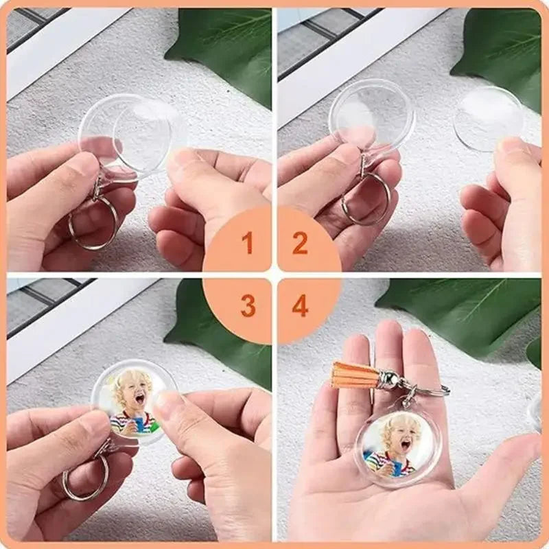 porte clés acrylique transparent moderne anneau métallique tassel 50 pièces