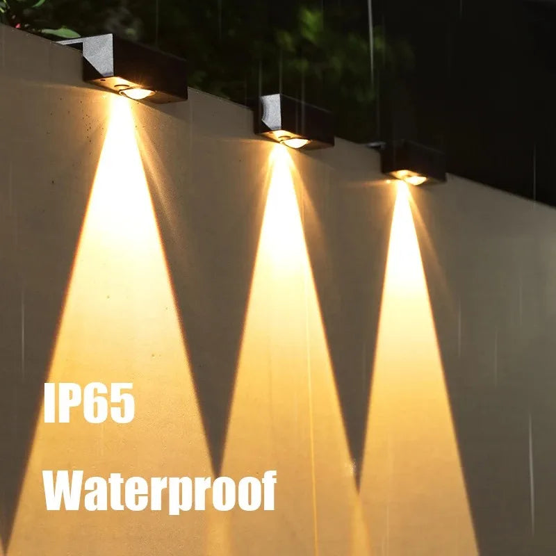 lampe murale solaire étanche ip65 led moderne noir blanc doré minimalistesextérieur