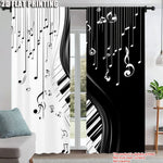 rideau noir blanc notes musicales piano moderne graphique décoration mur opaque polyester pièces