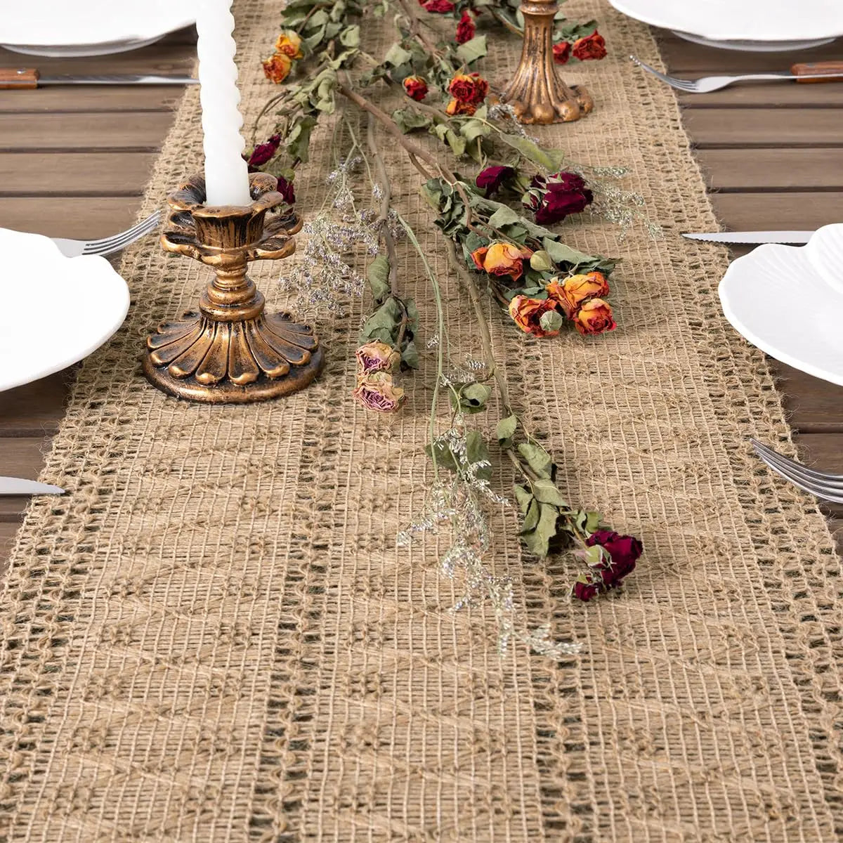 nappe lin rustique vintage beige ajourée table basse décoration intérieure maison serviettes