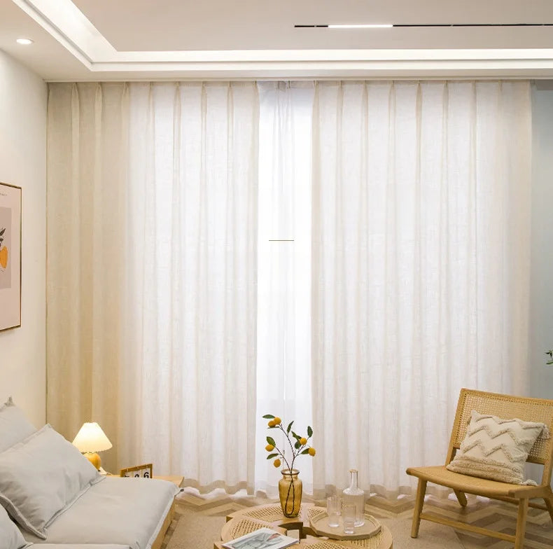 rideau blanc cassé tissu transparent scandinave minimaliste 100x200cm 150x250cm chambre salon